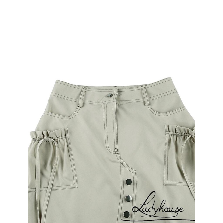 Ldd-đầm Dài Xẻ Tà Trước Màu Xám Trơn Có Nhiều Túi Dành Cho Nữ Size S / M / L