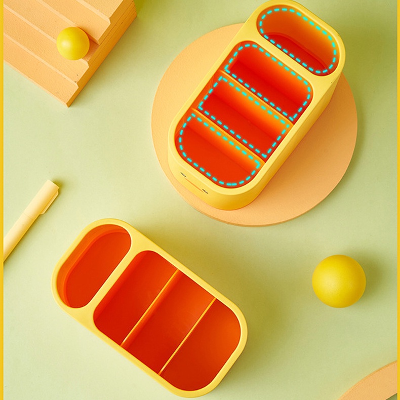 Kệ đựng bút 4 ngăn hình bạn vịt cute ống cắm bút giá đỡ điện thoại kệ mini để bàn làm việc đồ văn phòng phẩm hộp bút DKV