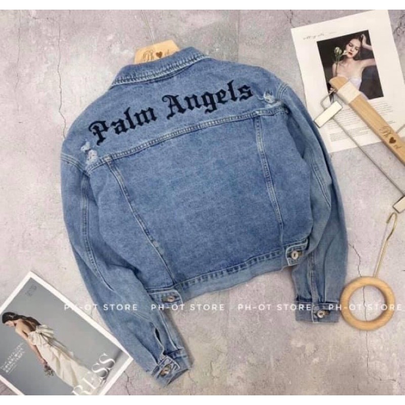 Áo khoác bò crop in chữ sau | BigBuy360 - bigbuy360.vn