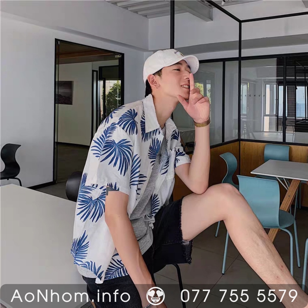 Áo Sơ Mi ĐI Biển Nam Nữ, Áo Đi Biển Bigsize Nam Nữ Vải Thoáng Mát, Áo Sơ Mi Hawaii Họa Tiết Hoa Lá - Lá Cây