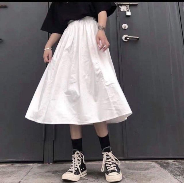 Chân váy xòe kaki đôi bạn thân - váy dài qua gối 63cm Juka shop | BigBuy360 - bigbuy360.vn