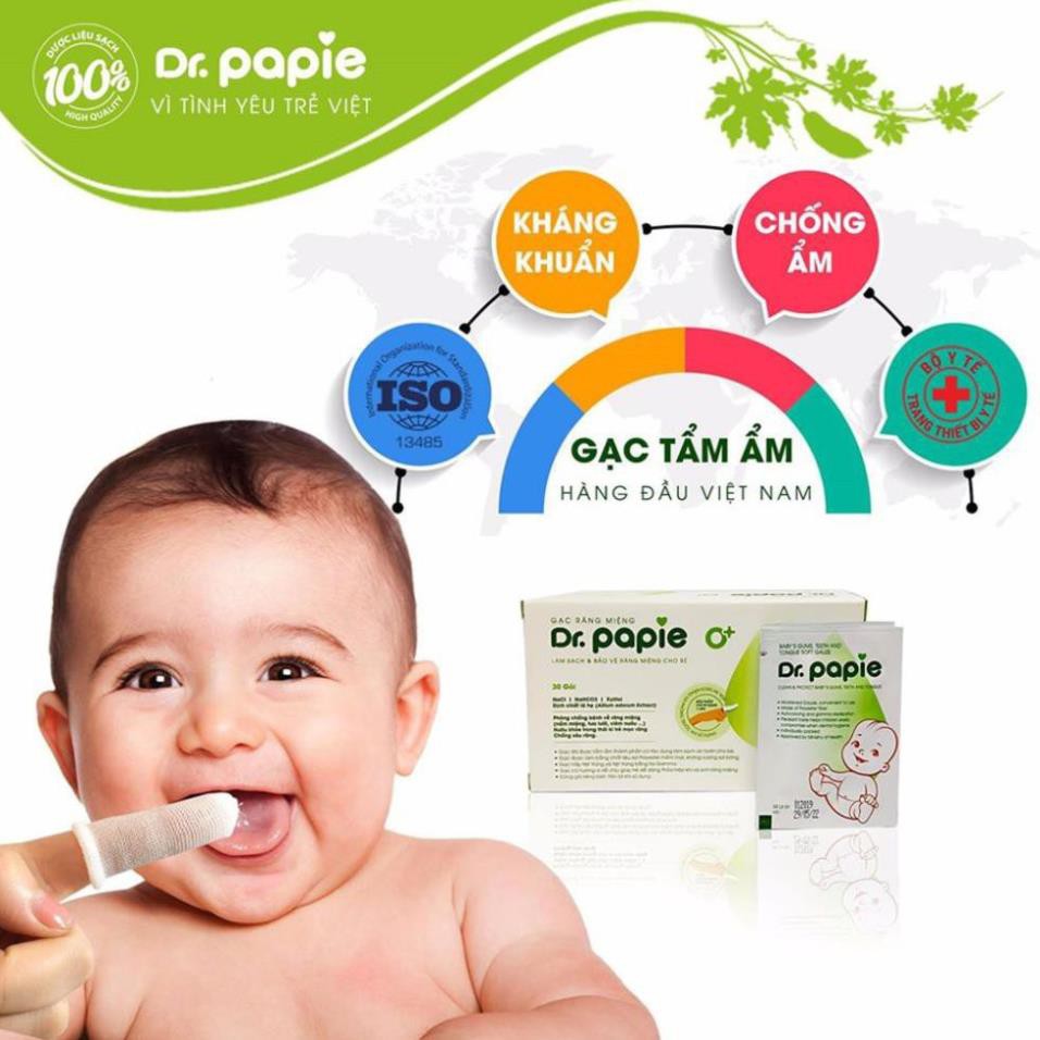 Gạc răng miệng Dr Papie vệ sinh răng miệng (Hộp 30 gói)