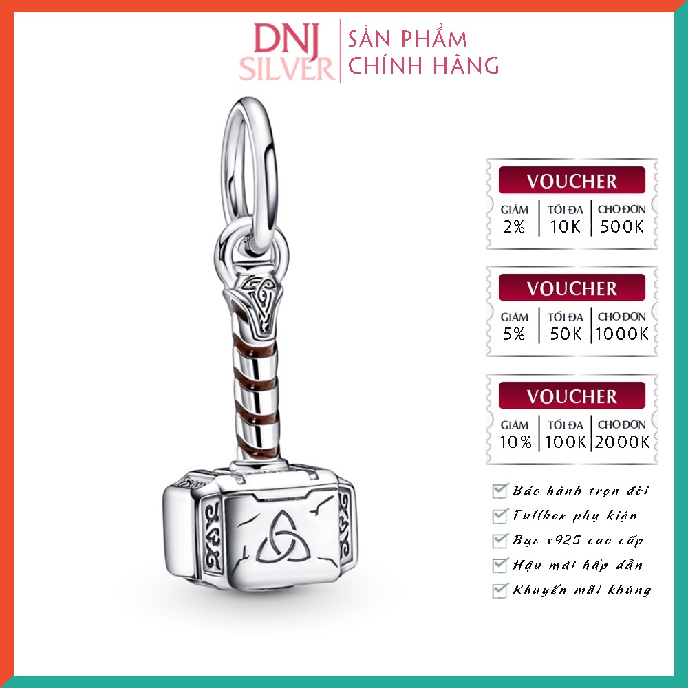 Charm bạc 925 cao cấp, hàng chuẩn bạc - Charm Thor's Hammer thích hợp để mix vòng tay charm - DN327