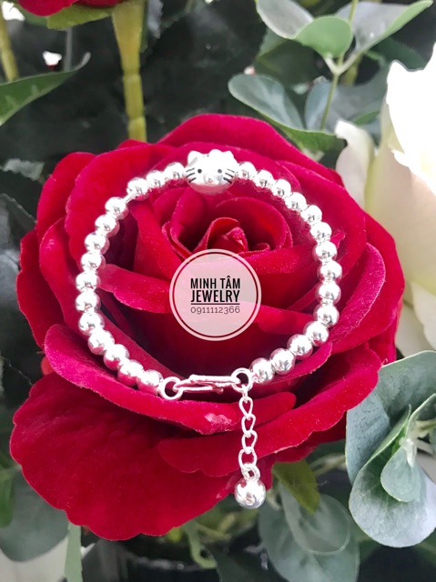 Lắc tay bi bạc mèo Hello Kitty bạc ta cho bé-Minh Tâm Jewelry