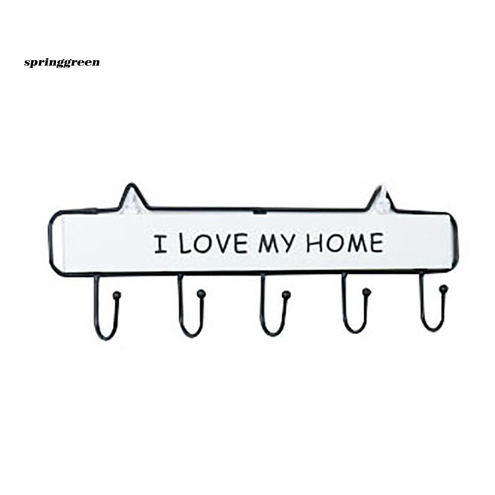 Móc Treo Đồ Gắn Tường Bằng Gỗ Khắc Chữ I Love My Home Độc Đáo