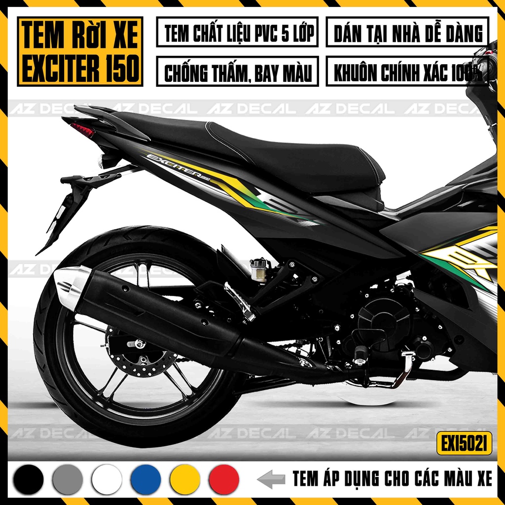Decal Rời Xe Exciter Mẫu Chữ EX Cách Điệu | 2EX15021 | Tem Chế Dán Xe EX150 Chất Liệu Chống Thấm Nước, Chống Bay Màu