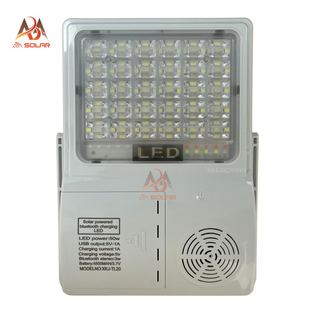 Đèn Năng Lượng Mặt Trời 50W ,Mini Cầm Tay, Kết Hợp Loa Bluetooth, Đèn Cảnh Báo, Sạc Dự Phòng Năng Lượng Mặt Trời - ABM