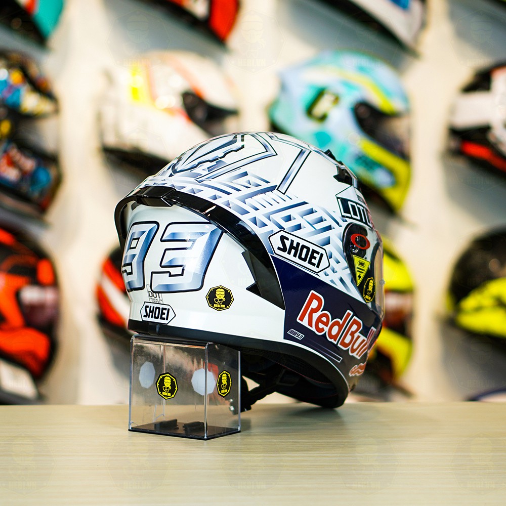 Mũ Fullface 1 kính Roc 01 Trắng Bóng Dán Tem Shoei M93 V2 Bạc