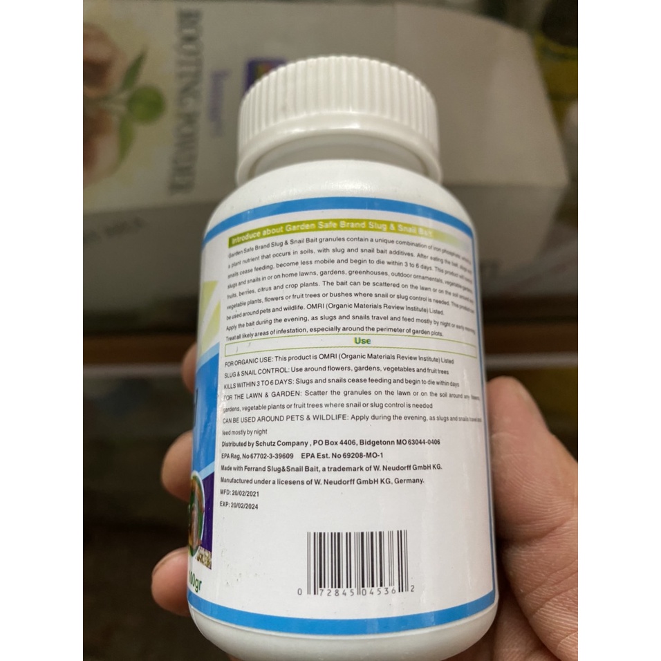 Bả mồi ốc Sên - Chuyên trừ ốc sên ốc nhớt Hoa phong Lan Slug Snail Bait Garden Safe Mỹ (lọ 100gr)