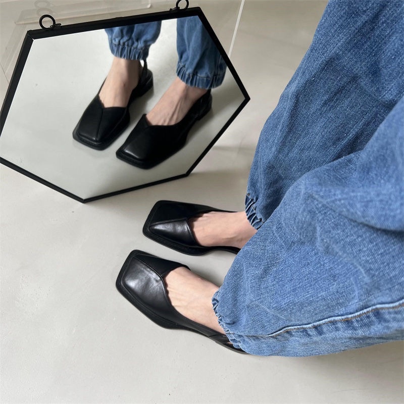 Hài nữ quai chun giày sục nữ mũi vuông phong cách Hàn Quốc