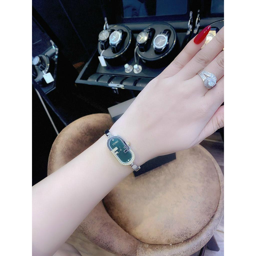Đồng hồ nữ F€ndi O'Lock Vertical 14 x 28mm - Oval watch with FF logo, full box, Luxury diamond watch