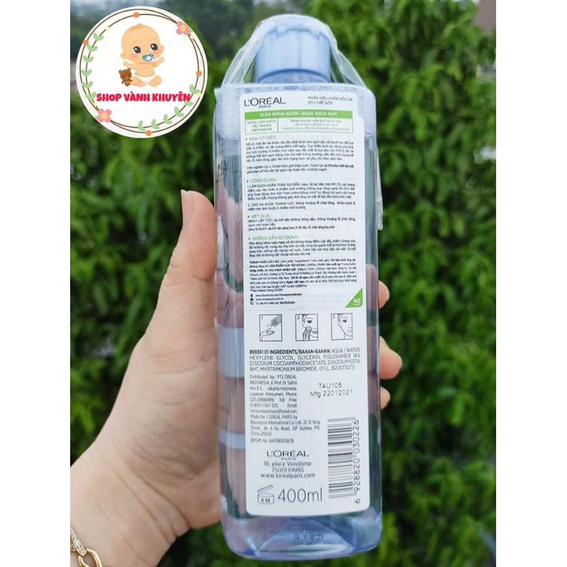 (HSD: 2024) Nước Tẩy Trang Loreal Micellar Water 3 In 1 chai 400ml | BigBuy360 - bigbuy360.vn