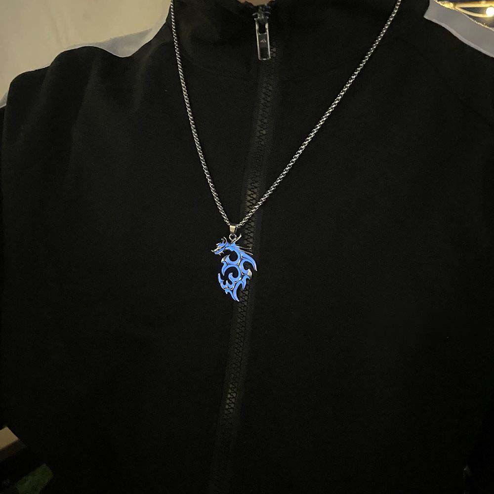 Vòng cổ Tamylor1 Rồng Dạ Quang Bằng Thép Không Gỉ Phong Cách Hip Hop Cho Nam Và Nữ