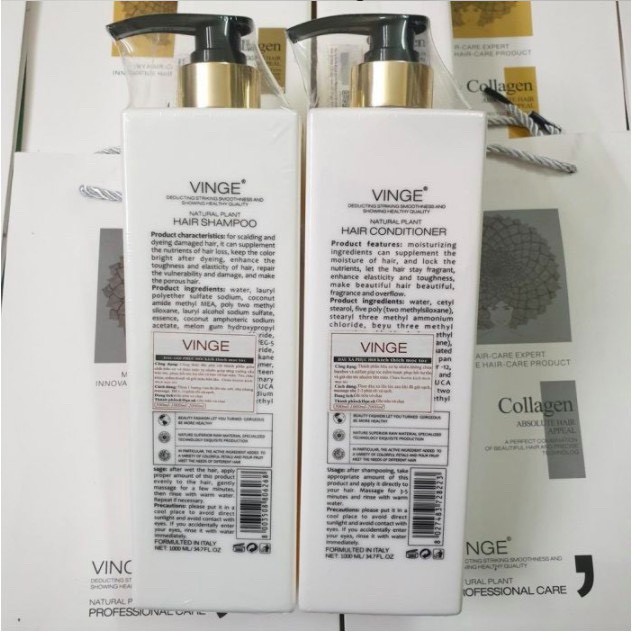Cặp Dầu Gội Xả Collagen Vinge 1000ML| Giảm Rụng Tóc, Ngăn Rụng Tóc,Phục Hồi Tóc Hư Tổn | Hàng Chính Hãng | BigBuy360 - bigbuy360.vn