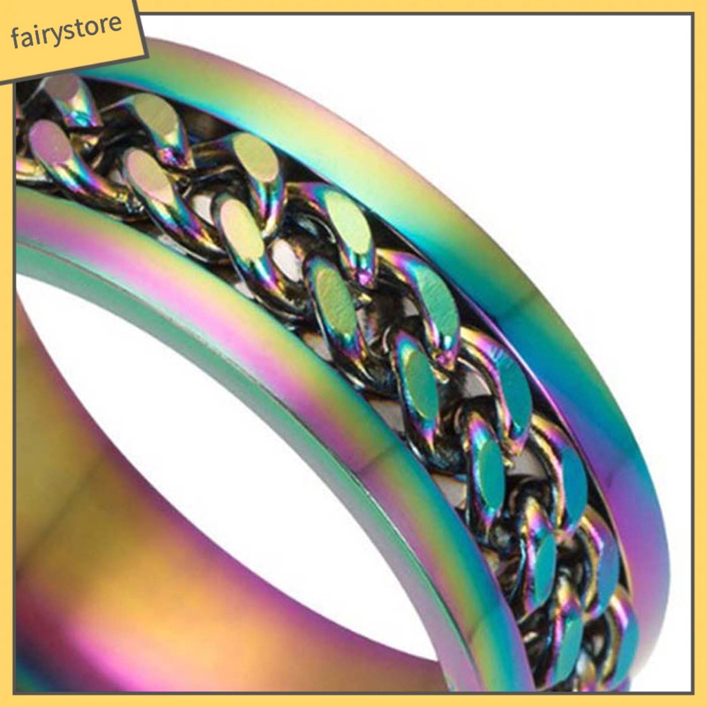 Nhẫn Thép Titan Thiết Kế Dạng Xích Có Thể Xoay Cho Nam