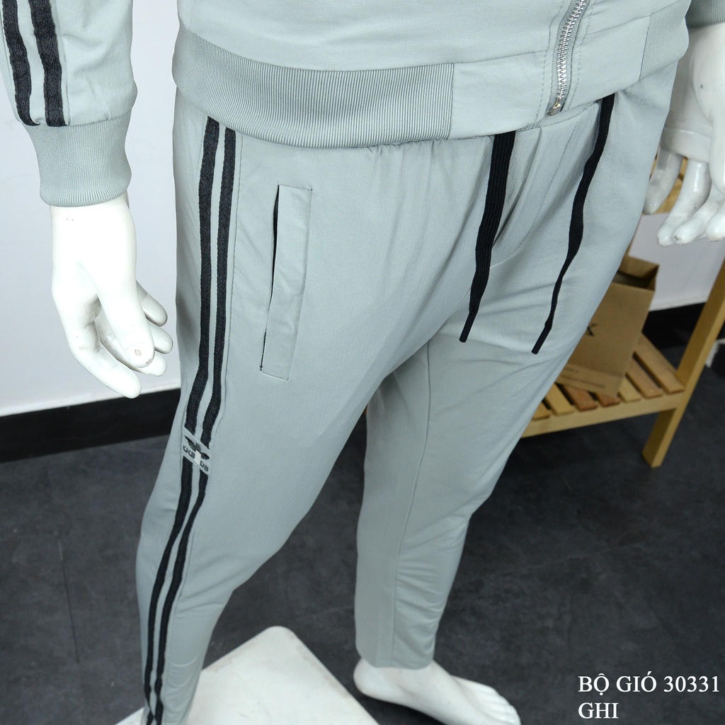 Bộ đồ nam cao cấp kéo khóa Adidas thể thao chất gió poly xịn ,bộ gió thu đông mã 30331