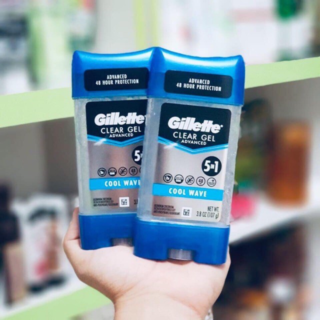 Lăn khử mùi dạng gel Gillette Clear Gel Cool Wave - Mỹ - 107g