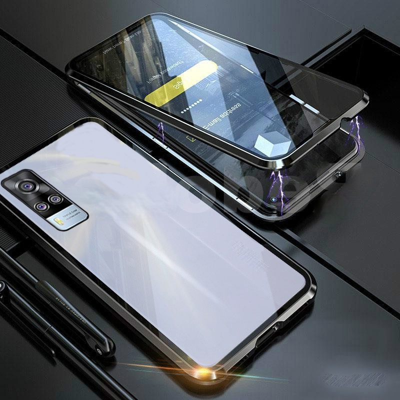 VIVO Y31 Y 31 Y51 Y 51 2020 2021 Ốp lưng mặt kính viền khung kim loại cứng cho For VIVOY31 VIVOY51