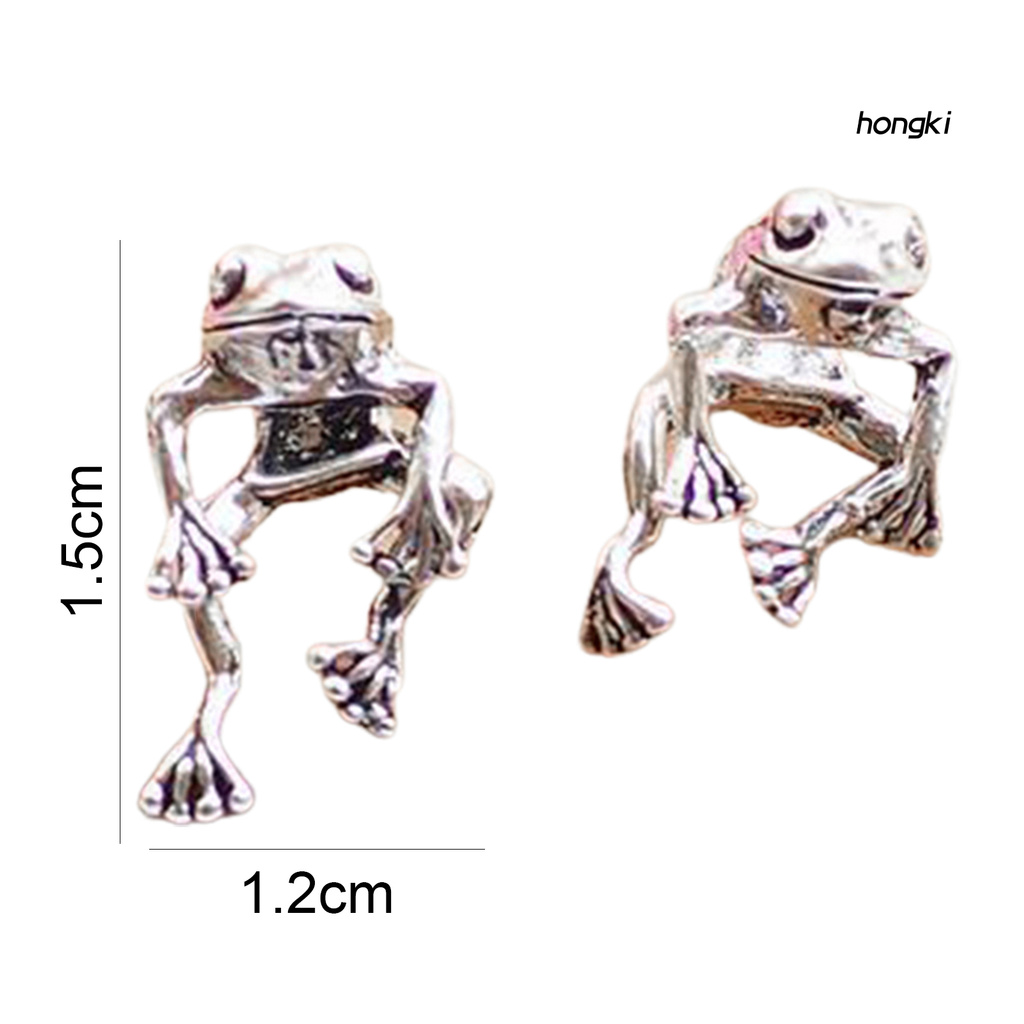 Đôi bông tai bằng bạc hình chú ếch dễ thương phong cách cổ điển phù hợp khi đi nghỉ mát