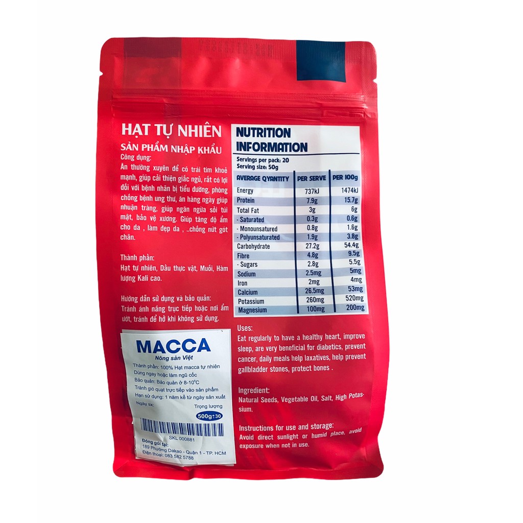 COMBO 2 TÚI HẠT MACCA ÚC NHẬP KHẨU (530G) GIÒN NGON, DINH DƯỠNG ,LÀM ĐẸP DA