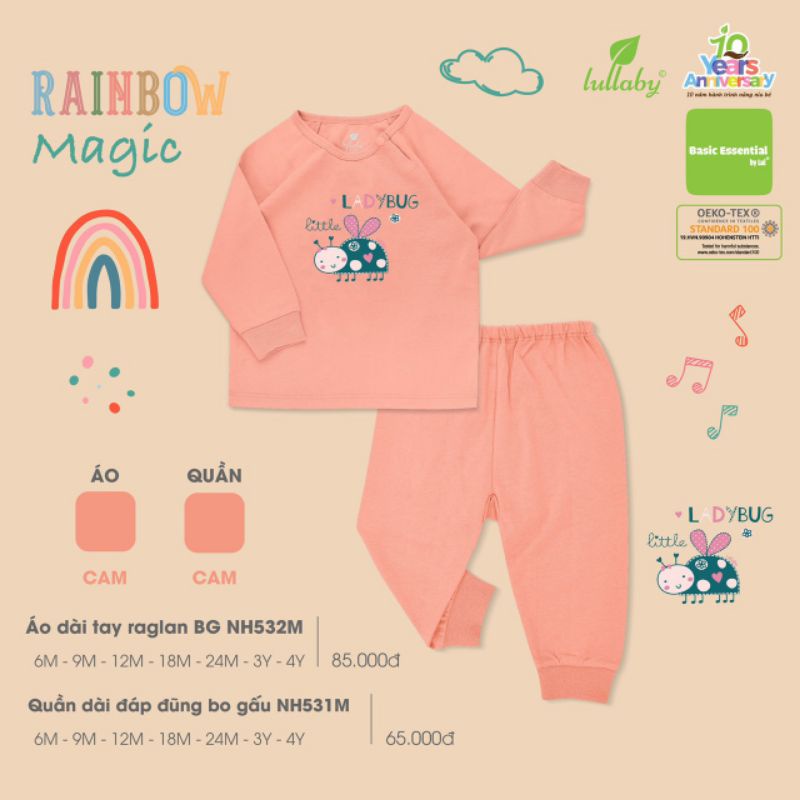 Bộ dài tay cotton bé trai, bé gái Lullaby NH530M, NH531M