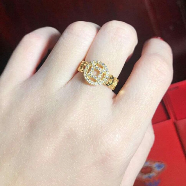 Nhẫn nữ kiểu đồng tiền dát vàng 18k cao cấp
