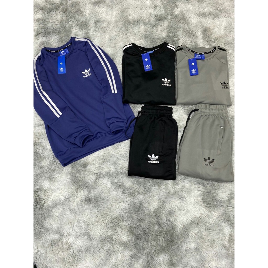 Bộ thể thao nam nỉ thu đông 3 màu, sz 45-75kg 2 sọc tay | BigBuy360 - bigbuy360.vn