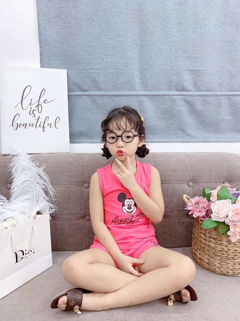 10_22 kg ( Có số đo áo)  Bộ sát nách Mickey cho bé gái_ VẢI ĐẸP_ HÀNG SHOP_ KHĂN RẰN SHOP
