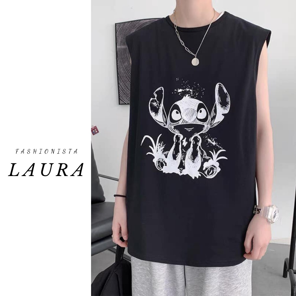 Áo ba lỗ tank top Laura Boutique - Áo tank top unisex Stick chất cotton bao mát