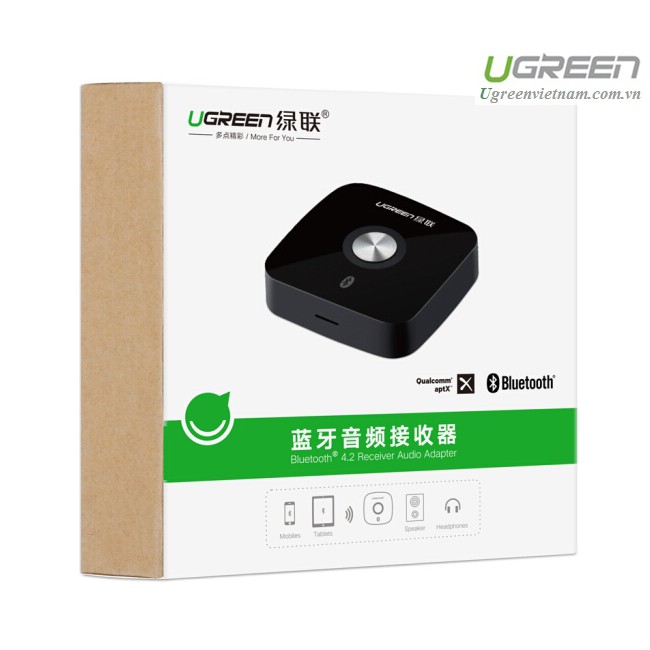 Thiết bị nhận Bluetooth 4.2 cho loa, amly hỗ trợ cổng 3.5mm + RCA chính hãng Ugreen 40759