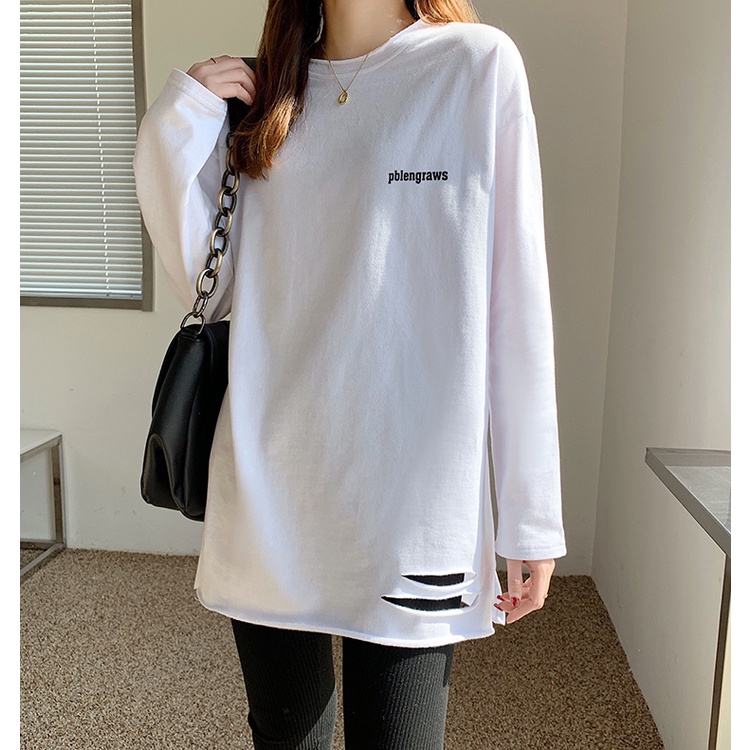 NRVP Áo Thun Nữ Tay Dài 100% Cotton Thời Trang Hàn Quốc