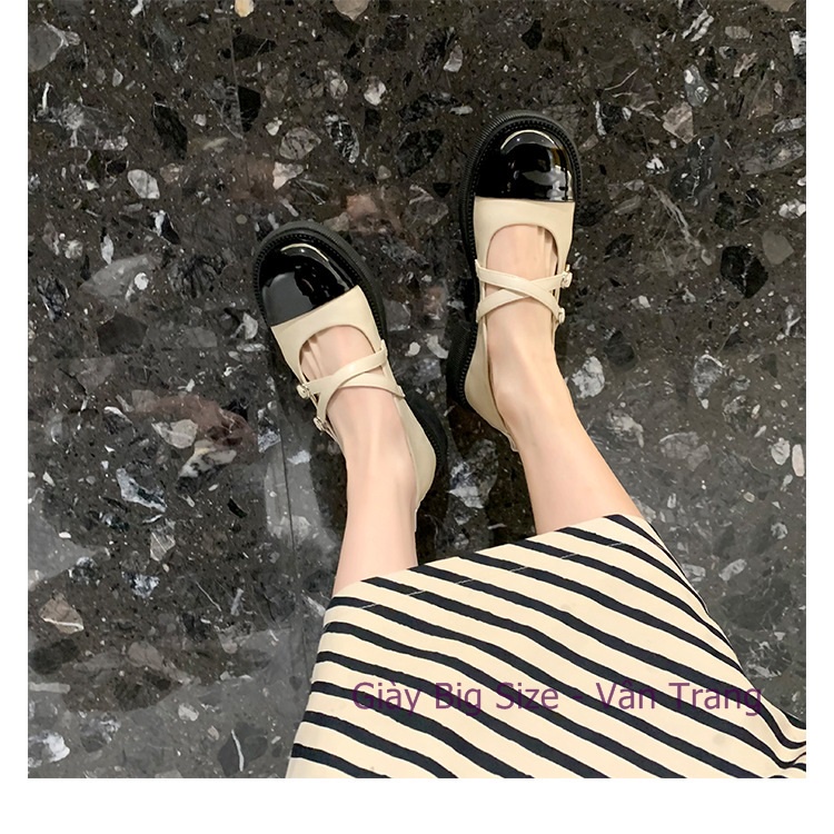 Giày búp bê đế bằng quai chéo big size từ 35-43
