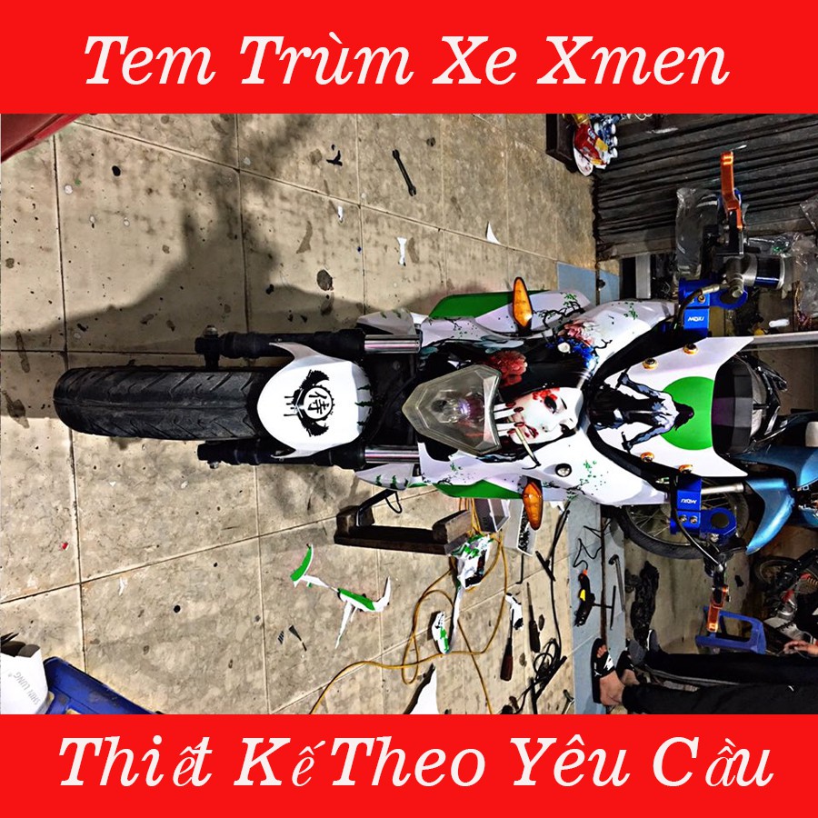 Tem Trùm Xe  Xmen Samurai Trắng Xanh