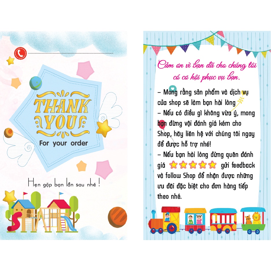 100 THẺ CẢM ƠN, Thiệp cám ơn, Thankyoucard cho shop bán hàng online bìa cứng  ize 9x5.4cm