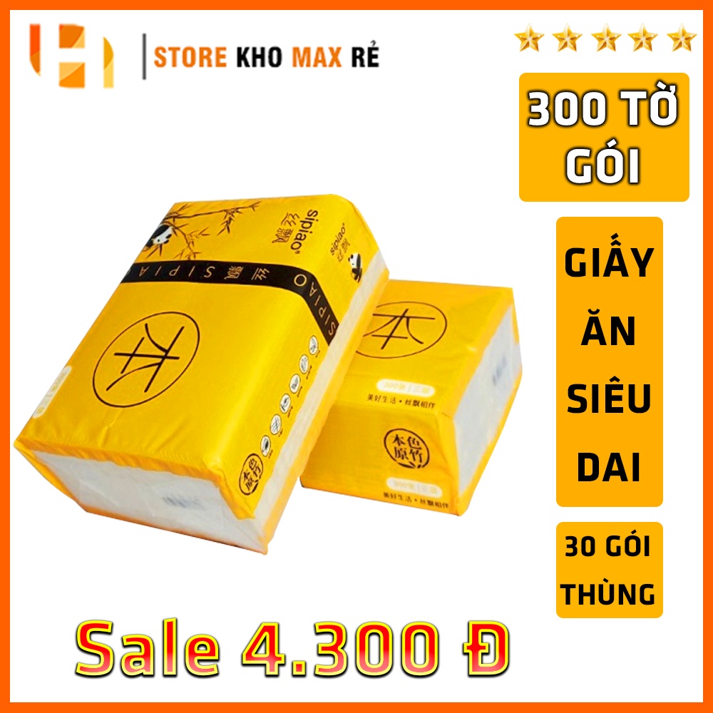 1 Gói Giấy Ăn Gấu Trúc Siêu Dai Gói 300 Tờ Không Chất Tẩy Trắng