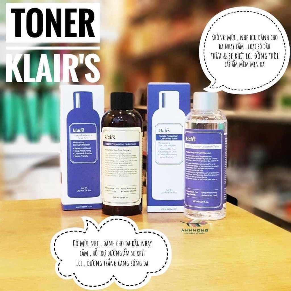 Nước Hoa Hồng KLAIRS Supple Preparation, Toner  KLAIRS  Supple Preparation 180ml ( HÀNG CHÍNH HÃNG ) GentsOfficialStore