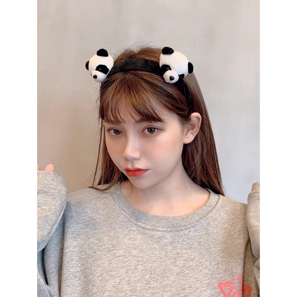Băng đô cài tóc, bờm tóc hình thú 3D hàn quốc hình gấu trúc