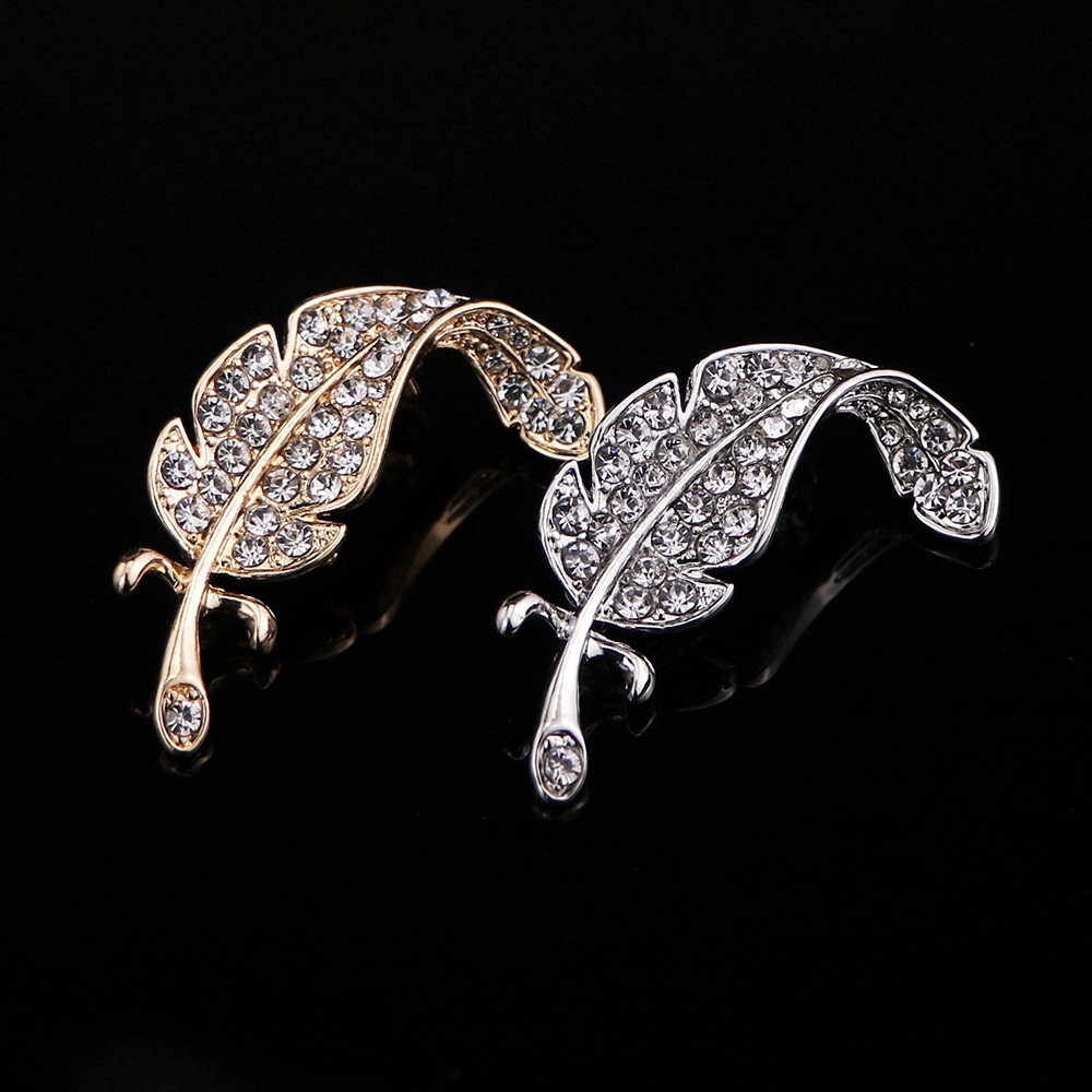 Trâm cài áo EFAN hình lông vũ đính đá phong cách thời trang Hàn Quốc