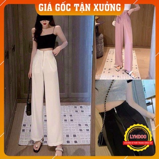 Quần ống rộng nữ lưng cao quần ống suông cạp liền khóa kéo nhôm vải tuyết mưa sang xịn mịn siêu hack dáng