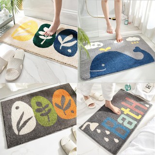 Thảm chùi chân phòng tắm họa tiết thú siêu thấm, mềm mịn 40*60