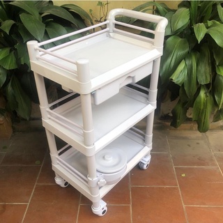 Xe đẩy spa cao cấp-xe đẩy y tế abs 3 tầng có ngăn kéo