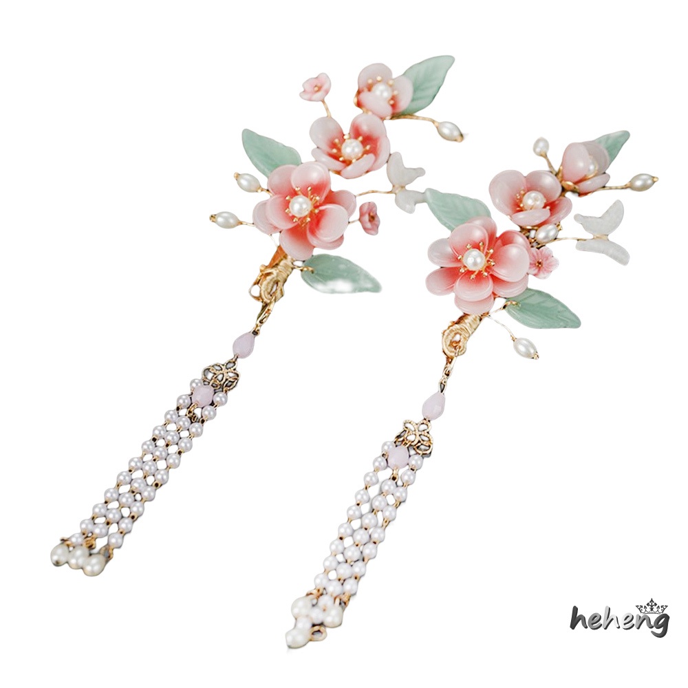 Set 2 Kẹp Tóc Hoa Tráng Men Chống Trượt Không Gây Dị Ứng Thiết Kế Sườn Xám Trung Quốc Cho Nữ