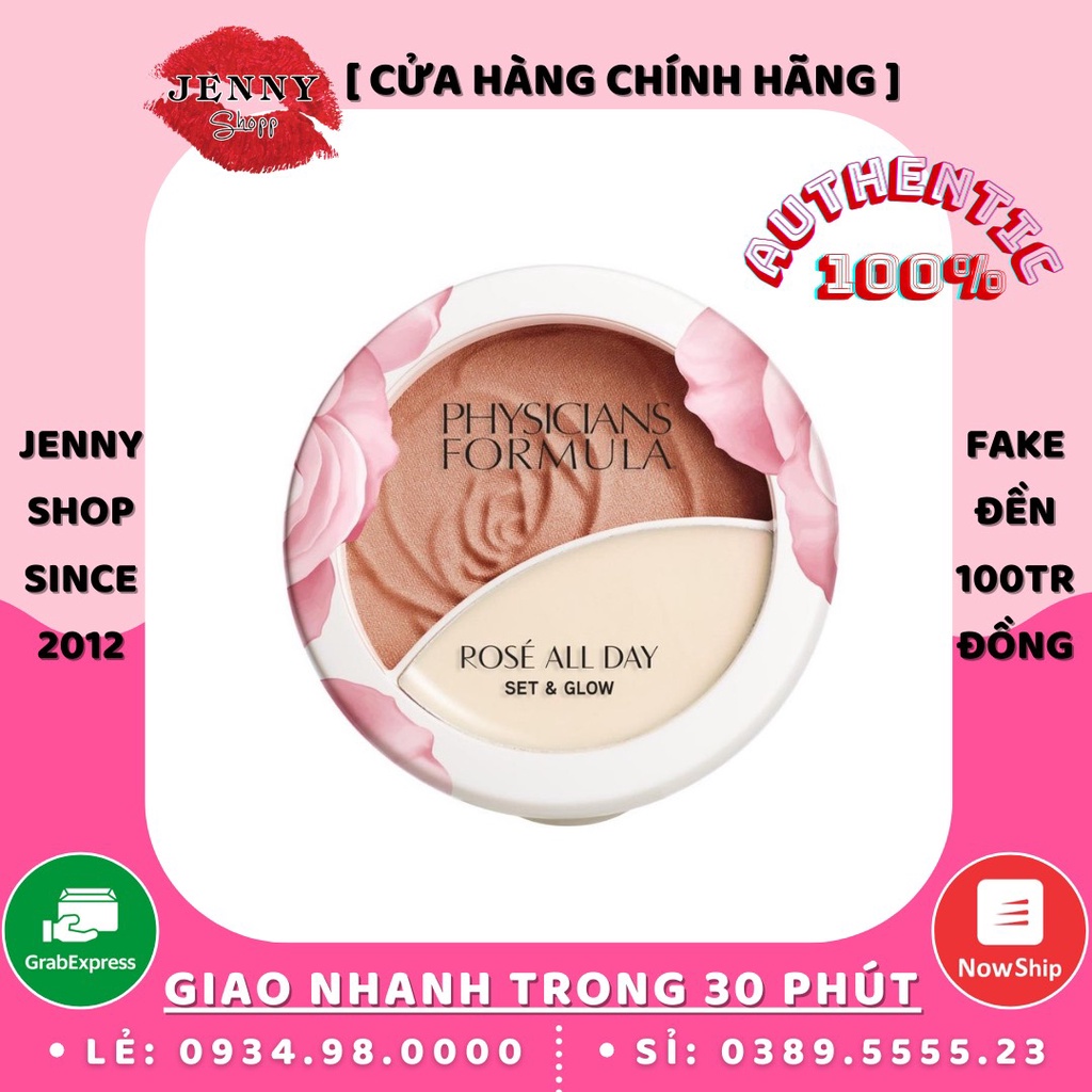 Phấn Phủ &amp; Bắt Sáng 2 In 1 Physicians Formula Rose All Day Set &amp; Glow Powder