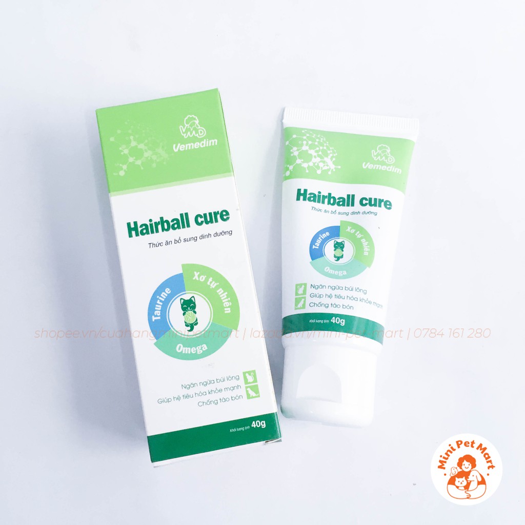 Gel dinh dưỡng giúp loại bỏ và ngăn ngừa búi lông, chống táo bón cho chó mèo VEMEDIM HAIRBALL CURE 40g