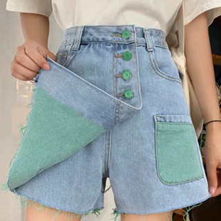 Chân giả váy bò siêu hot với thiết kế túi khác màu
