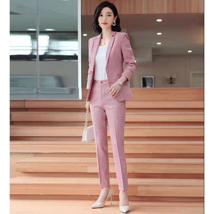 Bộ vest công sở áo 2 lớp quần dài tặng kèm áo thun thời trang Hàn Quốc