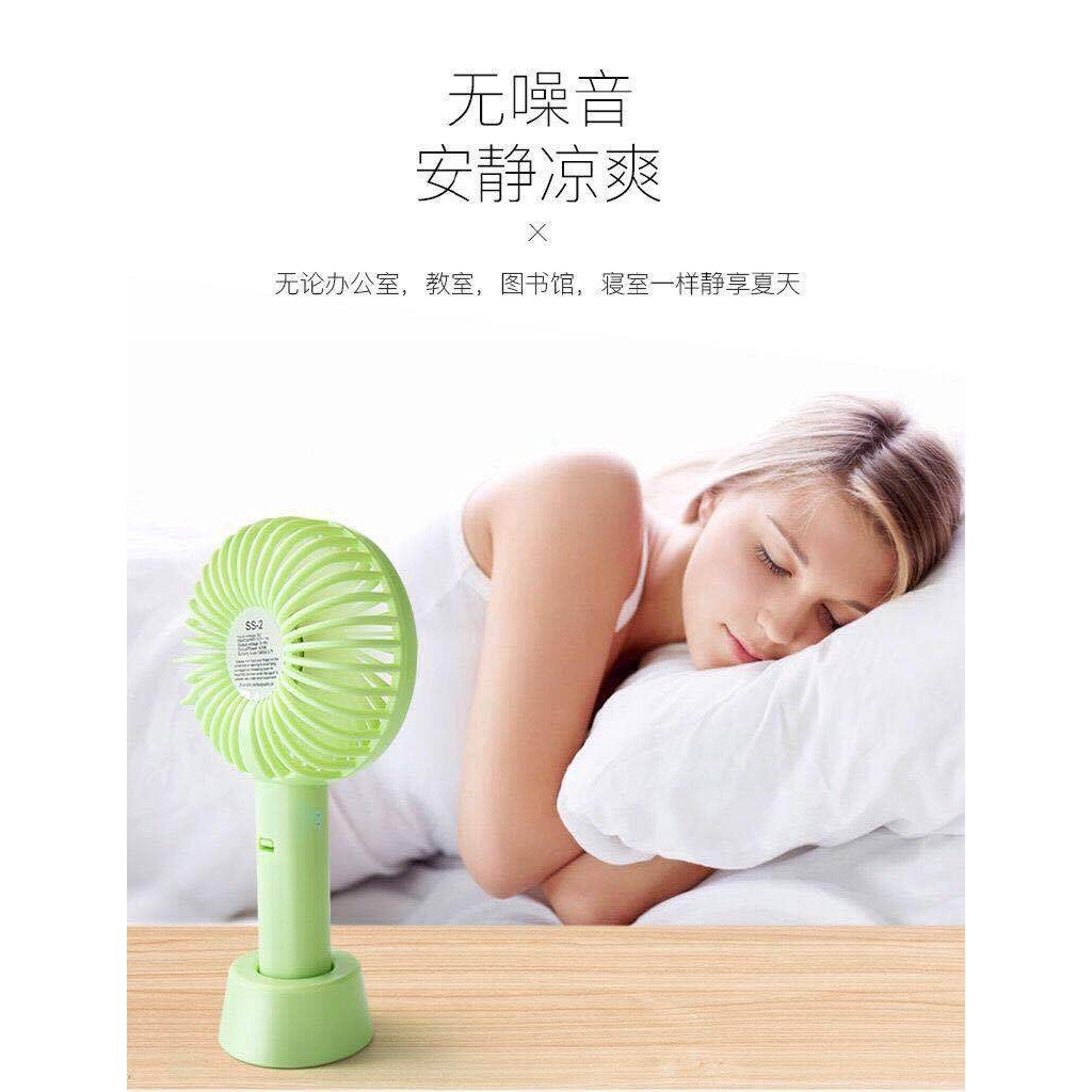 Quạt cầm tay mini kèm giá đỡ có cổng sạc USB tiện dụng | BigBuy360 - bigbuy360.vn