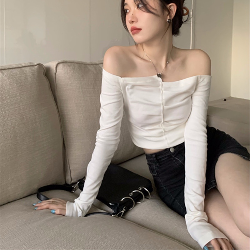 Áo Thun Trễ Vai Thiết Kế Quyến Rũ Độc Đáo Cho Nữ