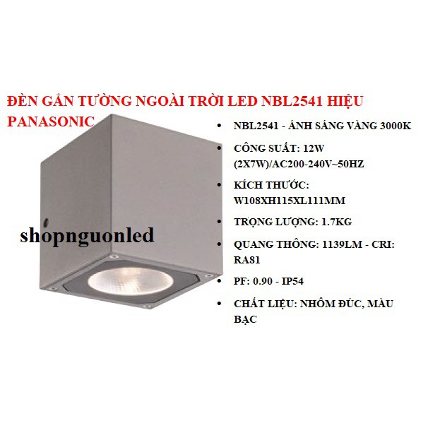 Đèn gắn tường ngoài trời LED Hiệu Panasonic (NÊN MUA) NBL1291/ NBL2541/ NBL2541-6, dùng cho phòng khách, chân cầu thang.