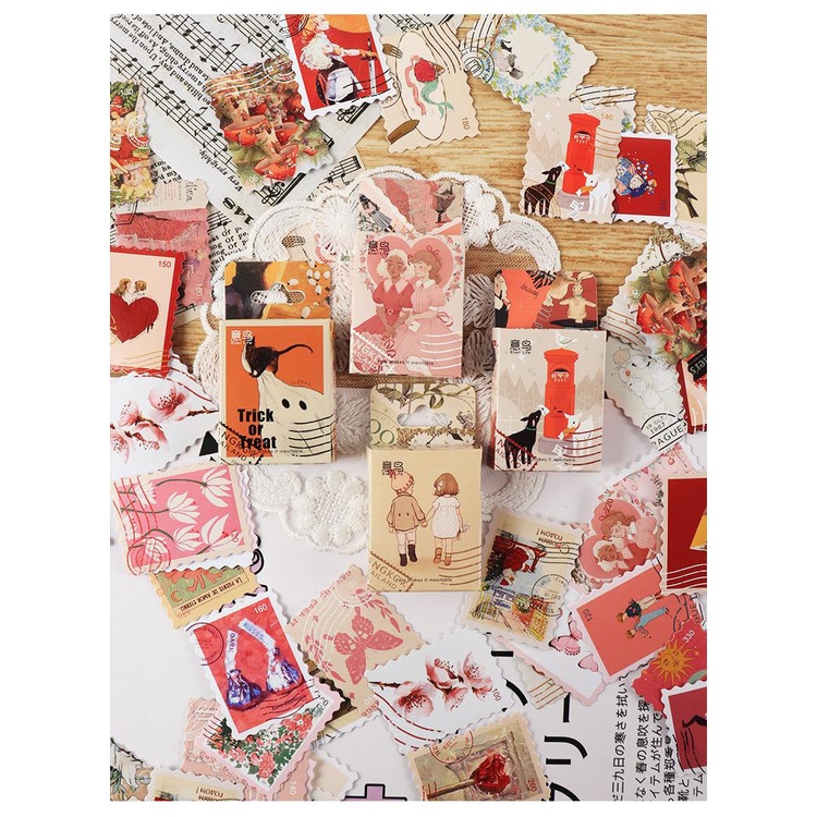 Bộ 46 Miếng Dán Trang Trí Sổ Tay Phong Cách Vintage